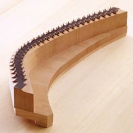 an upright bridge for the strings