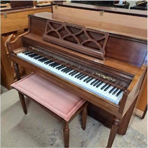 Sojin upright piano in a satin maple finish
